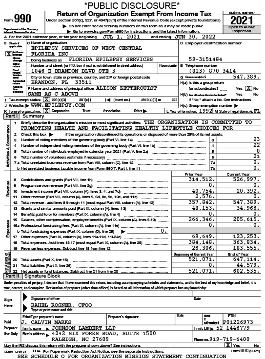 FY 2023 FES Form 990 Public Disclosure