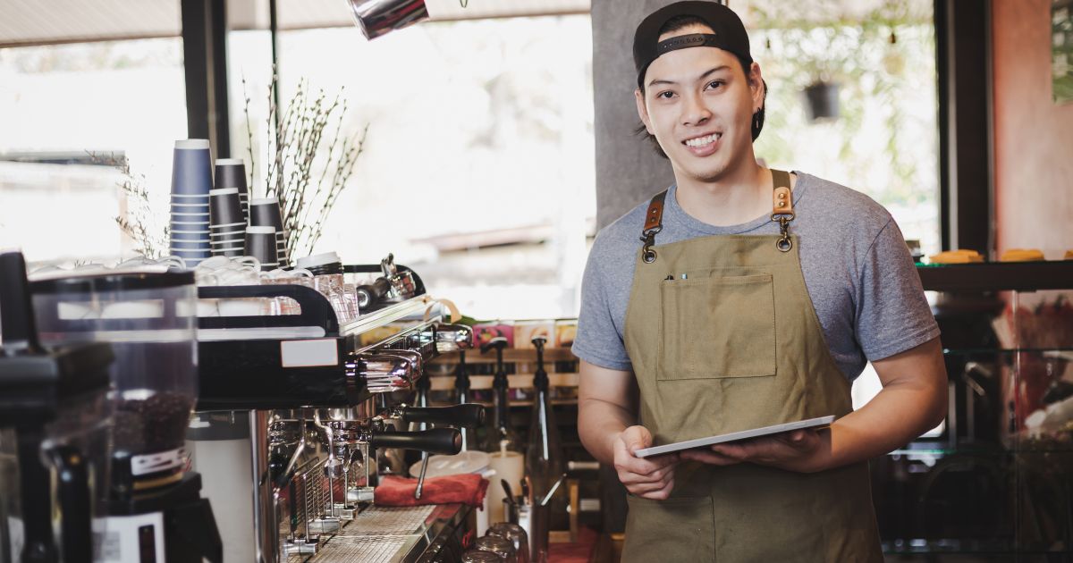 A man working as a barista