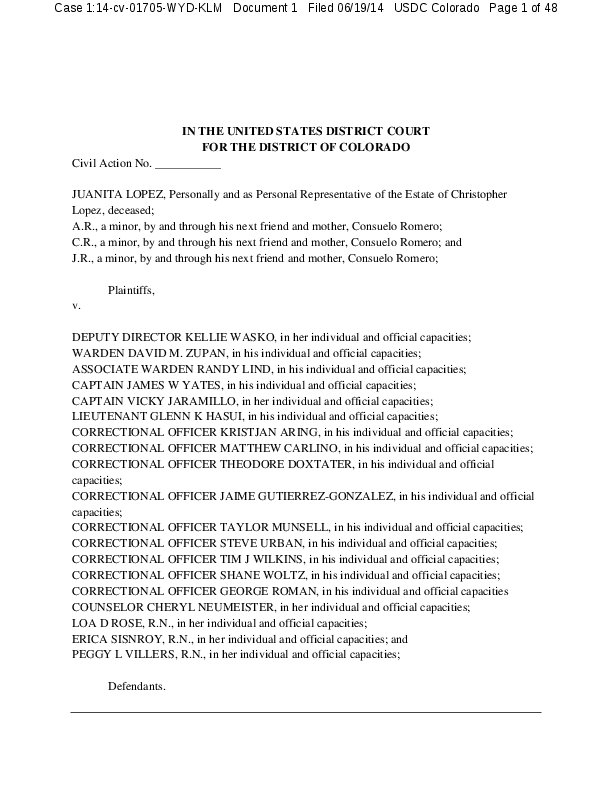 Lopez, et al. v. Wasko, et al. (D. Colo. 2014)